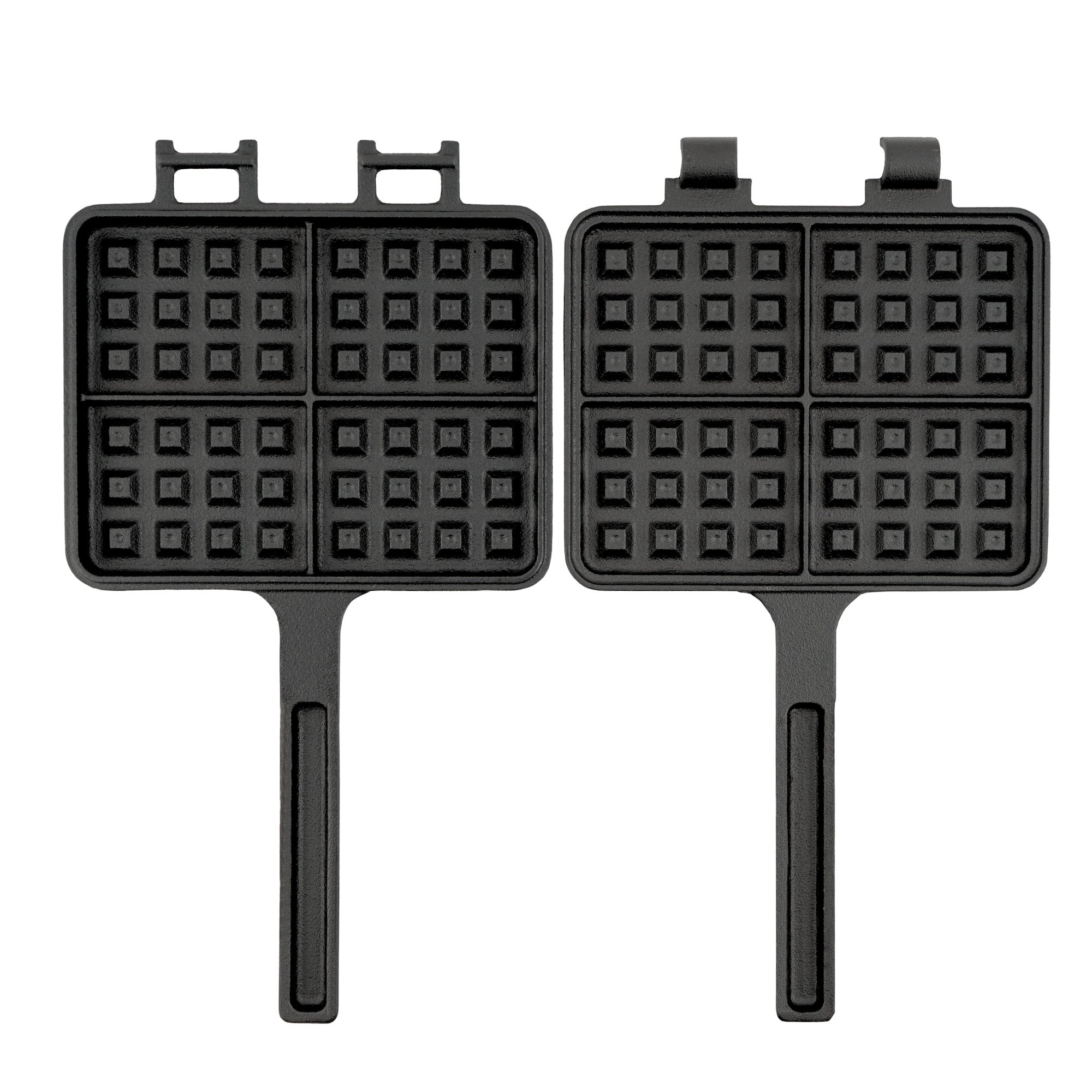 Waffeleisen, Gusseisen, rechteckige Doppelform, schwarz