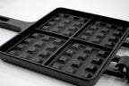 Waffeleisen, Gusseisen, rechteckige Doppelform, schwarz