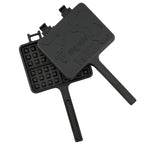 Waffeleisen, Gusseisen, rechteckige Doppelform, schwarz