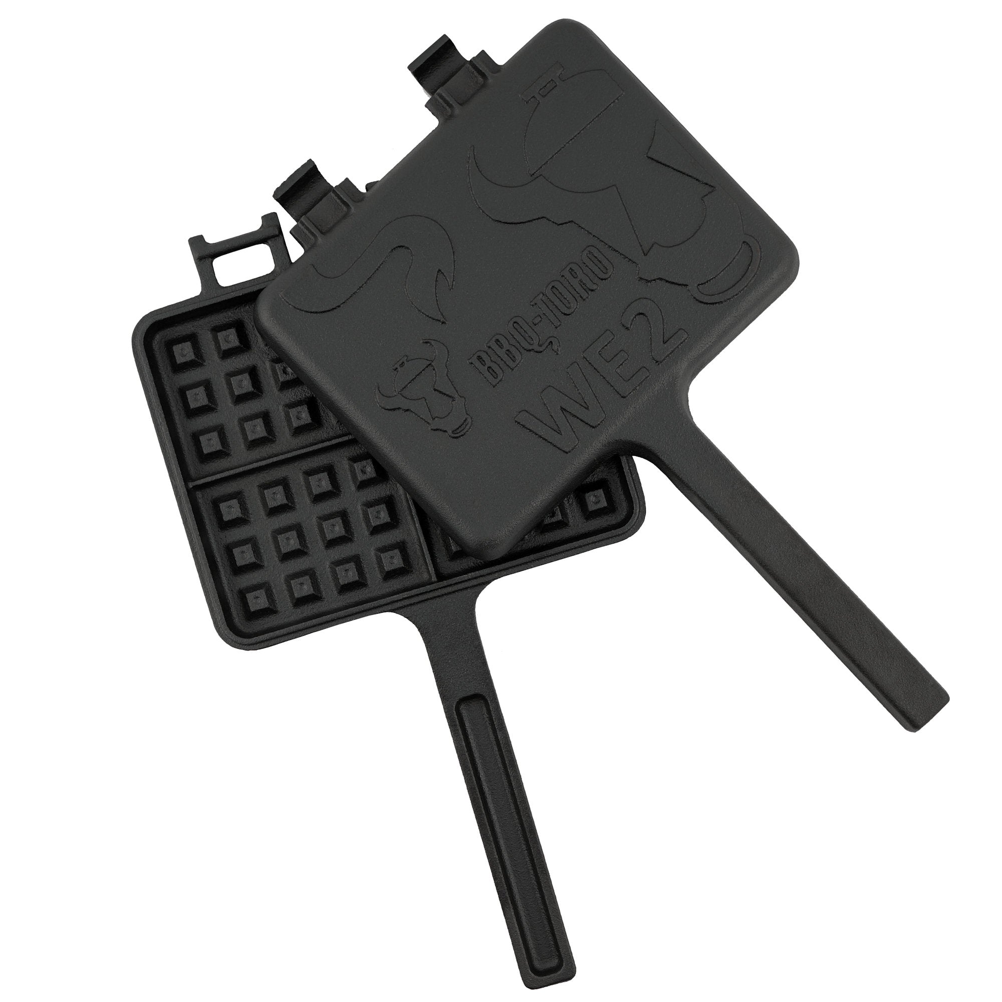 Waffeleisen, Gusseisen, rechteckige Doppelform, schwarz