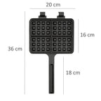 Waffeleisen, Gusseisen, rechteckige Doppelform, schwarz