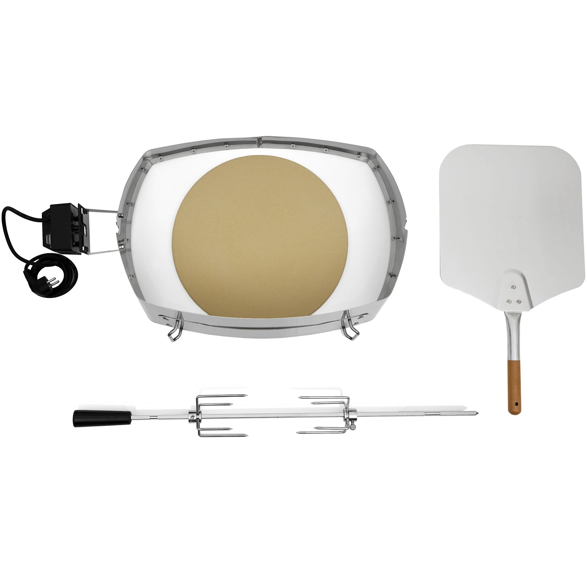 Pizzaring Set, inkl. Grillspieß, Motor und Pizza Element, für Weber Serie